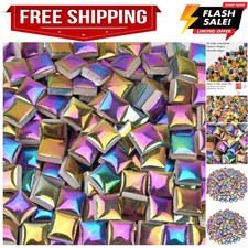 Ceramic Tiles for Mosaic Crafts  12mm Square Iridescent Bulk, 300g / 200 Mosai...