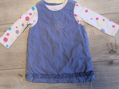 süßes Baby Mädchen Set: gefüttertes Kleidchen und Punkte Shirt von GAP Gr. 68