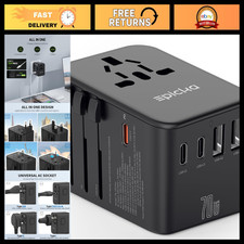 70W GaN PD Universal Travel Adapter - 3 USB-C  2 USB-A Ports, Fast Charging
