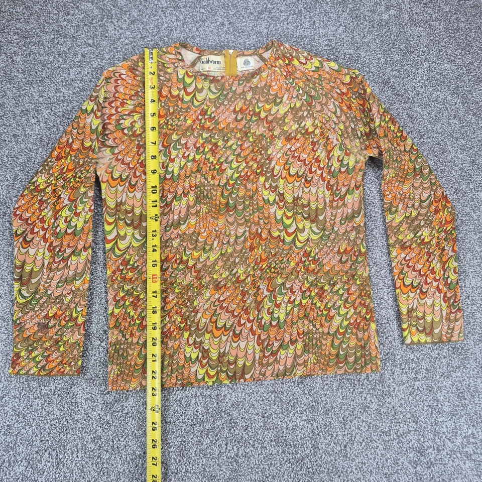 Vintage Goldworm 60s Merino Wool Long Sleeve Top Italy Size 14 Multicolor  - Image 4 of 4