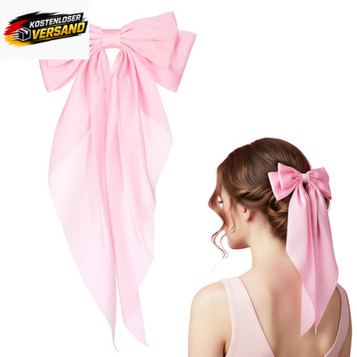 Haarschleifen Damen rosa große Satin Haarklammern elegante Haar Accessoires