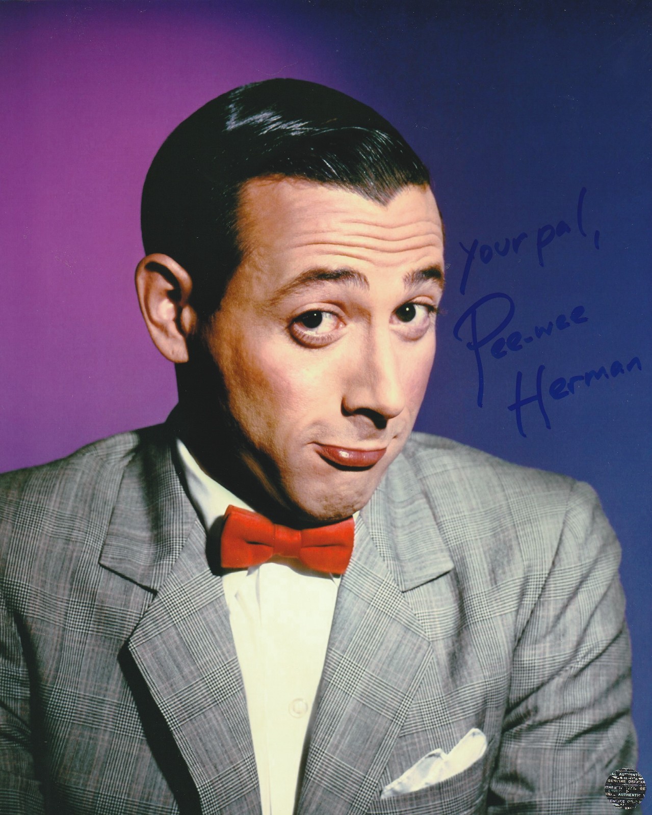 Pee-wee Herman Signed Autographed Vintage 8x10 Photo with COA/Matching Hologram