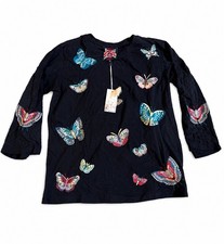 Johnny Was Luciana Kimono Sleeve Tee Black Bu...