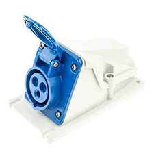 Gewiss GW62477 Angled Socket (Female) 250V 2 Pole + Earth Blue 16 Amp