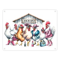 Modische HüHner Am HüHnerstall Metallschild In 15X20 Cm Mit Spruch Chickeria
