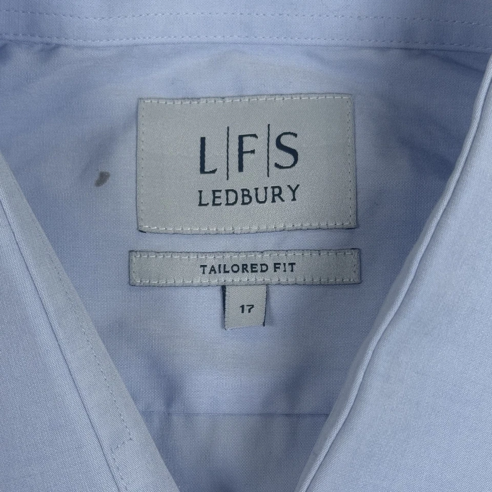 Ledbury 定制版型长袖牛津纽扣正装衬衫男式 17 XL 蓝色 — 第 4/4 张图片
