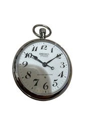 SEIKO Pocket Watch Handwind Railway Style 21 Jewels Second Setting Time