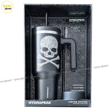 Hydrapeak 40oz Halloween Bling Skull Black Stainless Steel Tumbler NIB