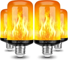 Y- STOP Upgraded LED Flame Light Bulbs, 4 Modes Flickering Light Bulb with Upsid