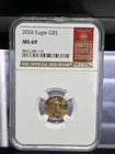 2026 1/10th oz Gold $5 American Eagle (Red Book) certified by NGC