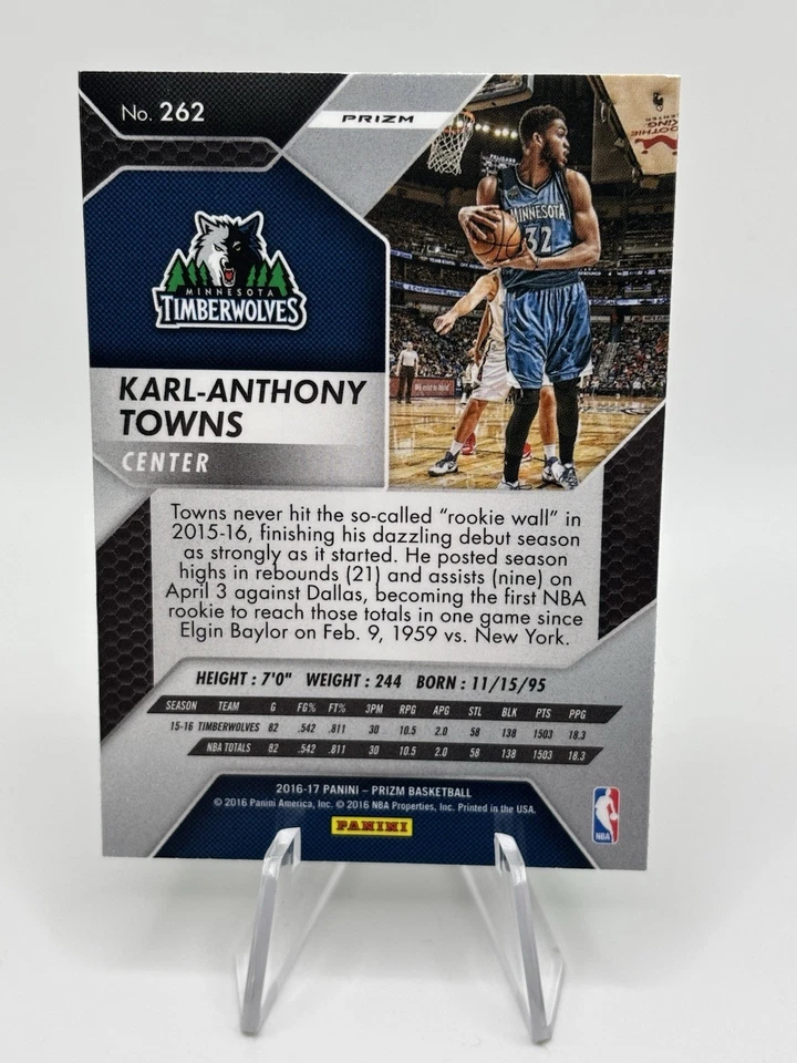2016-17 Panini Prizm Karl-Anthony Towns Green Prizm #262 Timberwolves/Knicks - Image 2 of 2