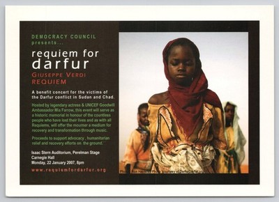 2007 Requiem for Darfur Carnegie Hall Max Racks Postcard Mia Farrow Verdi