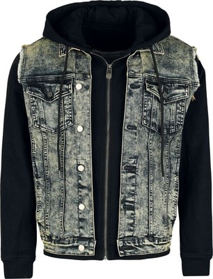 Black Premium by EMP Herren schwarz/blaue Kapuzenjacke mit Reißverschluss