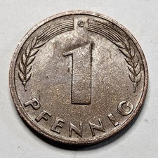 1950 G Germany 1 One Pfennig - Copper Plated Steel - German - World Coin Europe
