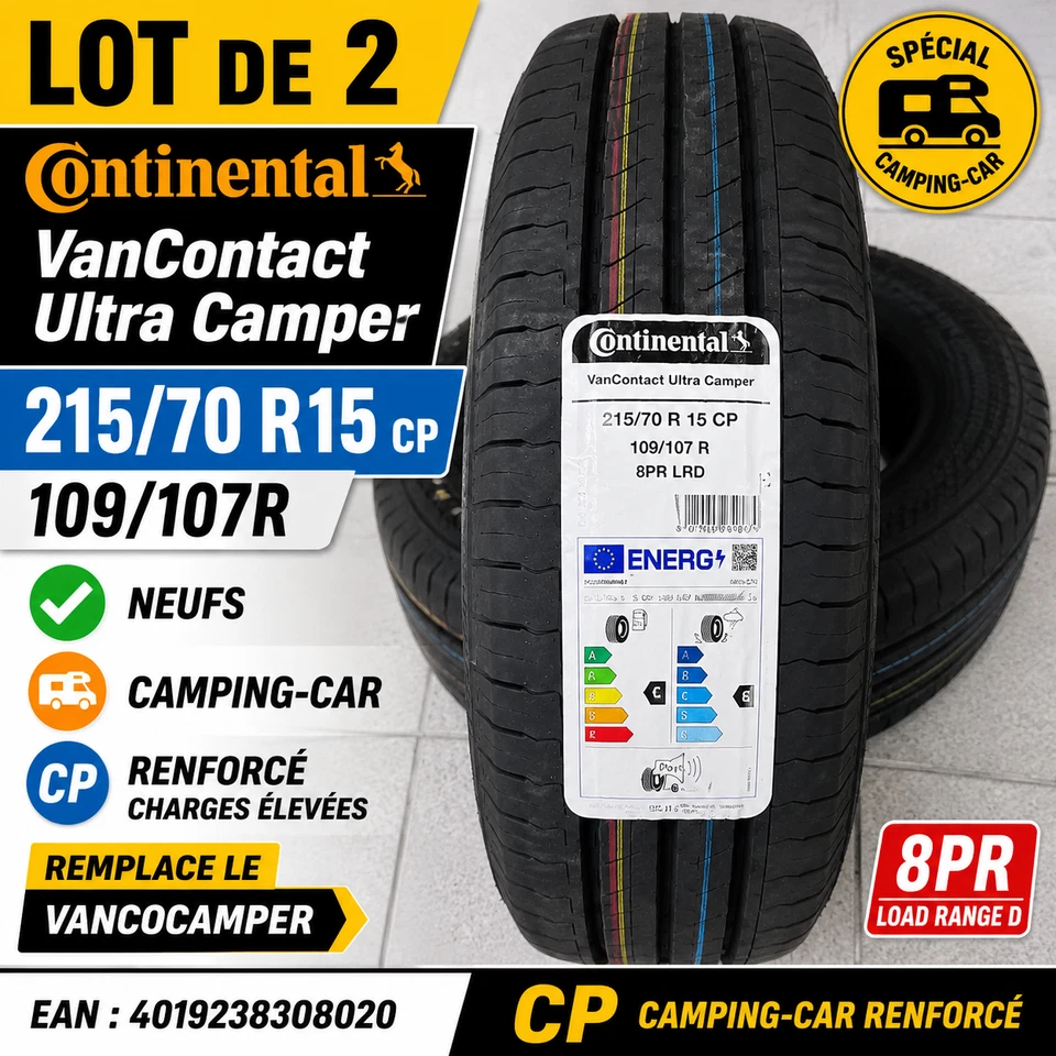 2 pneus neufs 215/70 R15 109R Continental VancoCamper ULTRA CP camping-car - Photo 1/4