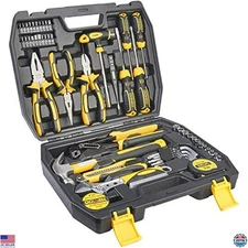 62PCS Homeowner Tool Set - Wrench, Pliers, Screwdrivers, Repair Kit
