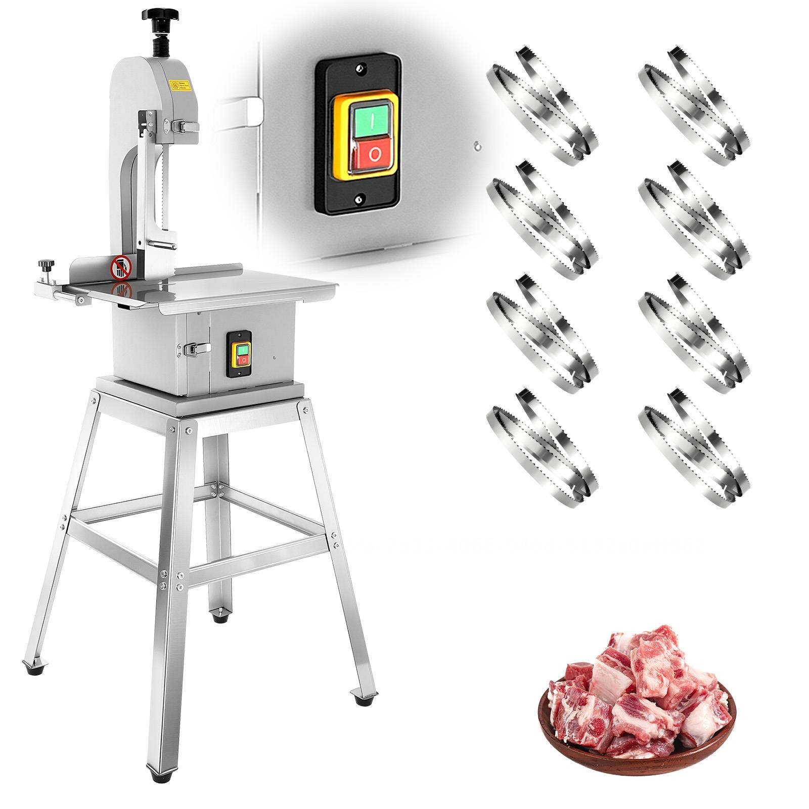 1500W Meat Cutter Machine W/ Foot Pads  Frozen Bandsaw Machine w/8 Saw Blade