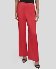 Halston Women's Red Satin Wide-Leg Pants Size L