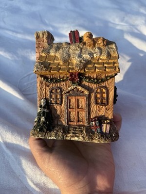 Christmas House Resin Opens Family Scene Decorating Tree Hinged Opening