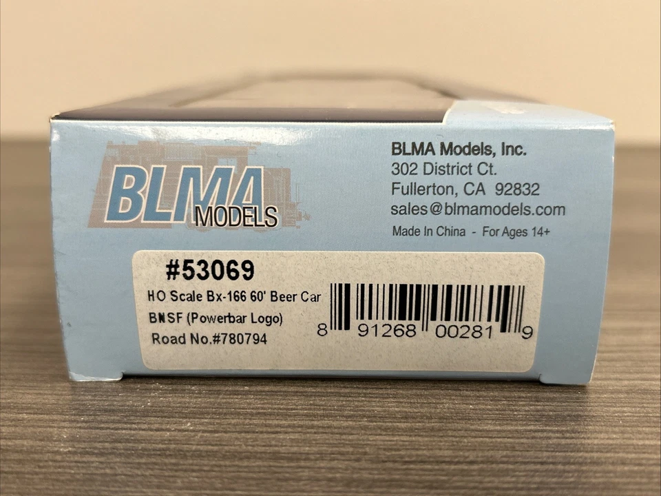 BLMA Models HO #53069 Bx-166 60’ Beer Car BNSF (Powerbar Logo) #780794 NOS! - Image 2 of 4