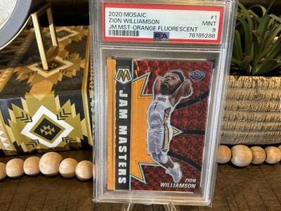 2020 MOSAIC JAM MASTERS ORANGE FLUORESCENT PRIZM ZION WILLIAMSON /25 PSA 9 SSP
