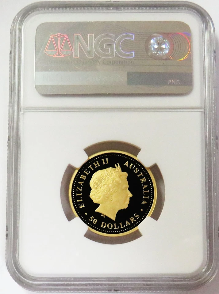 2007 GOLD 253 MINTED $50 COMMON WOMBAT DISCOVER AUSTRALIA 1/2oz NGC PF 69 UC - Image 2 of 2