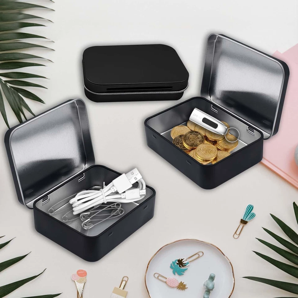 3 Stück Schwarze Metalldosen Kleine Metallbox Dosen mit Deckel Rechteckige - Bild 4 von 4