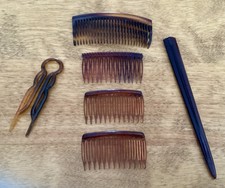 Lot of 6 VTG Brown/Tortoiseshell Translucent Hair Combs  Accessories