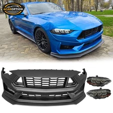Front Bumper Cover Fits 18-23 Ford Mustang Dark Horse HP Style w/ LED Headlight