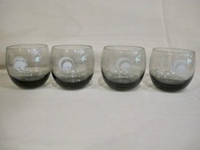 LOS ANGELES RAMS /NFL SMOKEY GREY ROLY POLY ETCHED LOW BALL GLASSES- SET 4