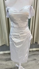 Women s White Satin Ruched Short Formal Bridal Wedding Dress 8 NWT
