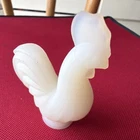 Fenton Handmade USA White Satin Glass Rooster Figurine Birds