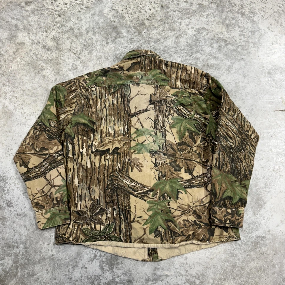 Realtree Shirt Mens Extra Large Brown Green Camo Hunting Button Front Pockets - Image 4 of 4