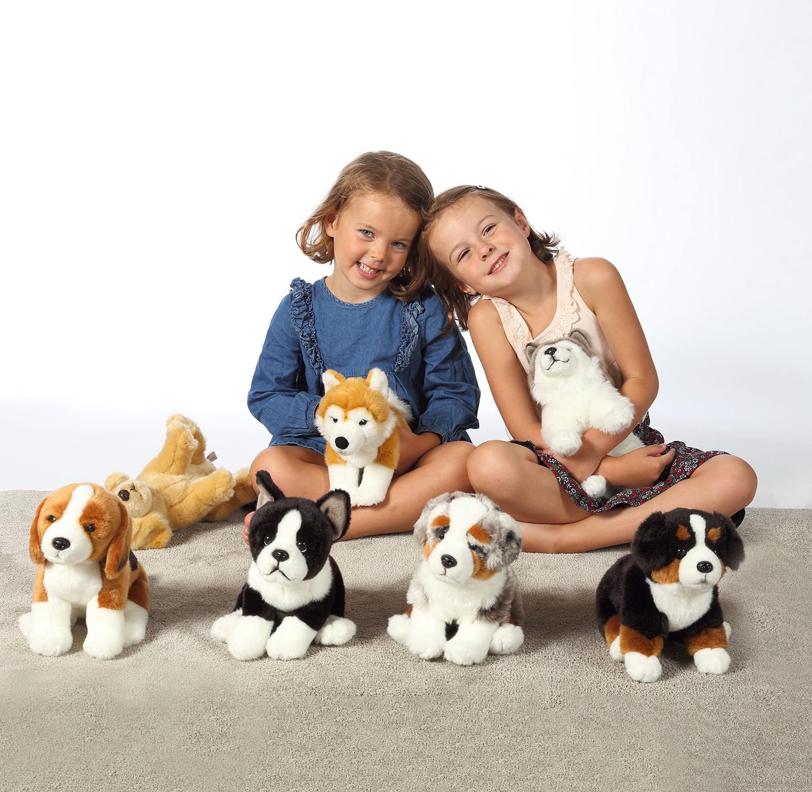 Peluche husky assis 25 cm doudou ultra doux premier âge
