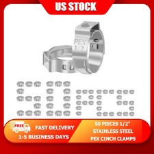 1/2 inch PEX Stainless Steel Clamp Cinch Rings Crimp Pinch Fitting 50 pcs