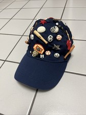 Collectible Blue Baseball Cap with Sports attachments One Size Adult