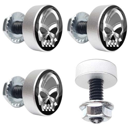 4 Real .45 Caliber Nickel License Plate Bolts - Motorcycle Bullet Style Fasteners