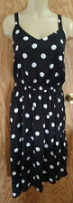 A New Day Womens Black White Polka Dot Sleeveless Ruffle Skirt Dress Size M New