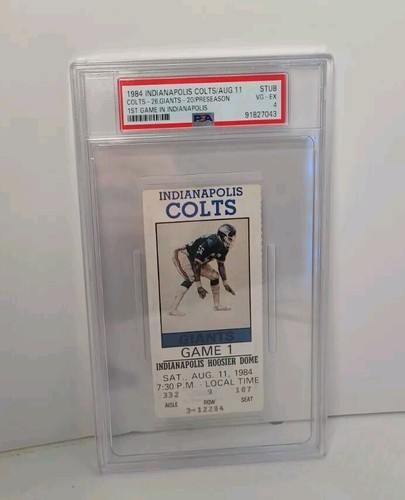 Graded Colts 1st Season Ticket Stub Aug 11, 1984 Slab Hoosier Dome Indianapolis - 第 1/4 張圖片
