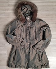 Pendleton Coat Heavy Parka womens Sz Small Green Iridescent Fox Fur Hood EUC