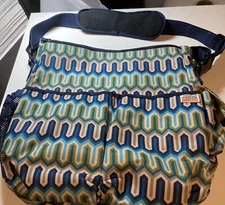 Skip Hop Messenger Diaper Tote Bag 14” X 14” X 4” Geometric Blue Green W/ Strap