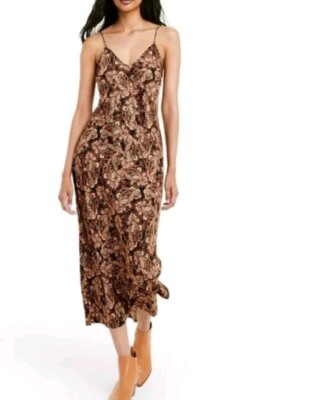 Nili Lotan Target Women's Red Black Paisley Slip Maxi Dress