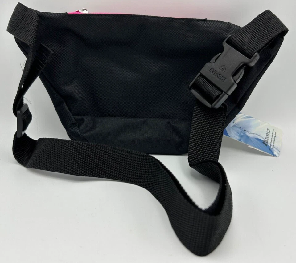 Everest Fanny Pack 044KD preto com acabamento rosa 3 seções - Imagem 2 de 4