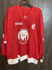 Vintage Chicago Illinois Showcase Hockey Jersey #13 Wisconsin Adult XL Red NWT