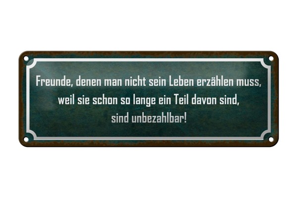 Blechschild Spruch 27X10 Cm Freunde Sind Unbezahlbar Deko Schild Tin Sign-image