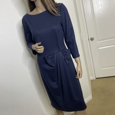 David Meister Dress Sz 12 Long Sleeve Sheath Blue  Sparkle Modest Evening Event