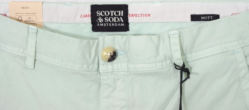 SCOTCH & SODA Pantalon chino MOTT super slim fit stretch homme vert d'eau 165930 - Photo 3/4