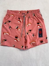 Rainforest Mens Swim Shorts Pink Shushi Print Size Medium,5GW1N1066