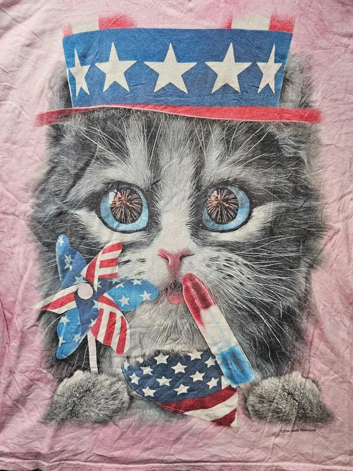 Camisa USA CAT Mujer Extra Grande Patriotic Kitty 2014 David Penfound Tie Dye Foto 2 de 4