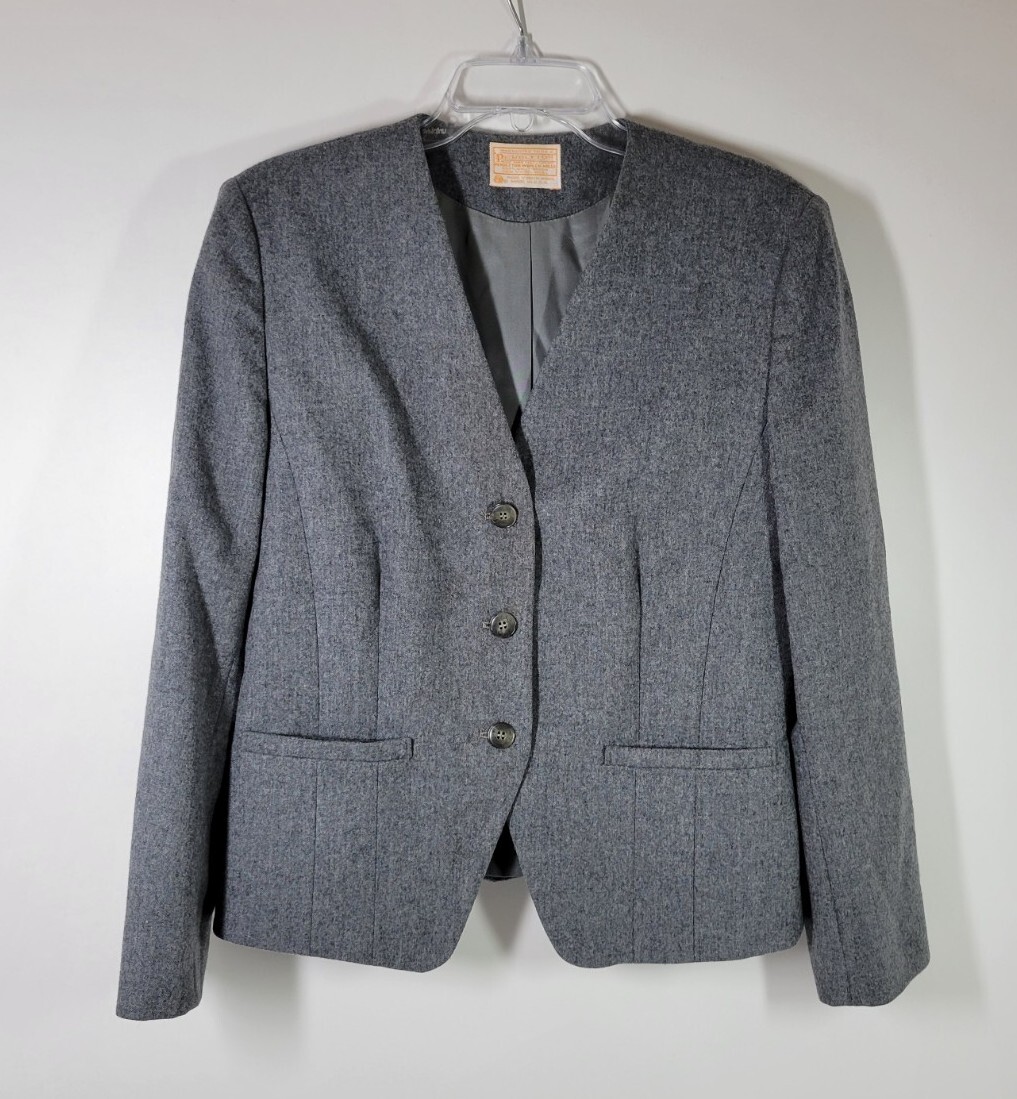 Pendleton Gray Wool 3 Button Blazer Jacket With P… - image 1